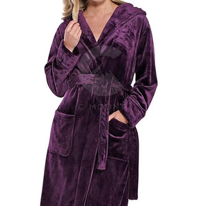 เสื้อคลุมอาบน้ำสตรีสีทึบระบายอากาศได้ดี - Product Image 6