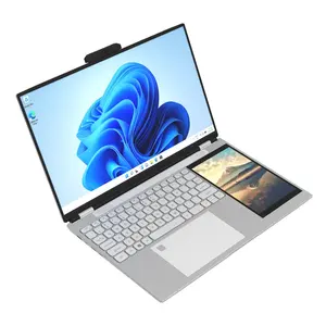 2023 nuevo diseño Popular 15 pulgadas + 7 pulgadas Monitor doble Celeron N5105 RGB Teclado retroiluminado pantalla Dual Touch Office Business