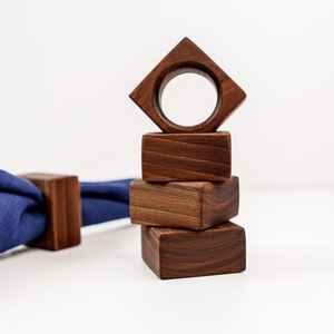 Anillo para servilletas cuadrado de madera de mango hecho a mano - decoración para comedor - duradero - ecológico - Product Image 3