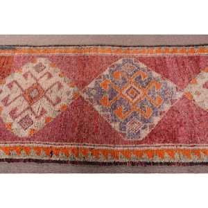 Alfombra Turca Vintage de 3x10.8 pies (92x328 cm), Alfombra Geométrica Herki Naranja Rosa - Product Image 4