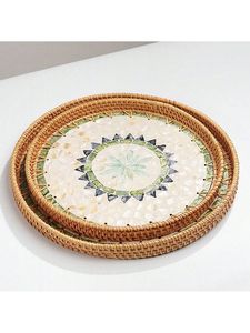 Bandeja de servicio de ratán hecha a mano para decoración del hogar de diseño único moderno o bandeja de caña o bambú a un precio razonable - Product Image 4