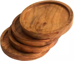 ที่รองแก้วไม้สไตล์คลาสสิกสำหรับตกแต่งบนโต๊ะเครื่องครัวงานฝีมือรูปพระจันทร์เสี้ยวทำด้วยมือ - Product Image 2