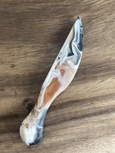Quality Acrylic Resin Handmade Eco-Friendly Right-Handed Dishwasher <b>Safe</b> Kitchen Use Cheese <b>Knife</b> Marble Texture Aqua Swirl - Product Image 5