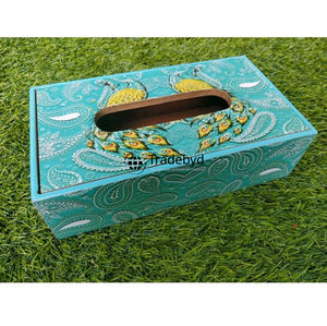 Caja y Soporte para Pañuelos de Lujo, Diseño Ecológico, Cuadrada, de Madera, con Esmalte Impreso, Hecha a Mano por Tradebyd - Product Image 3