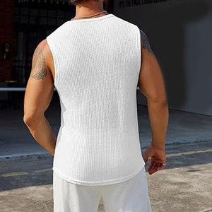 Camiseta sin mangas de alta calidad para hombre, ropa deportiva de gimnasio de algodón transpirable de secado rápido personalizada para entrenamiento, correr, cuello redondo, tamaño personalizado - Product Image 4