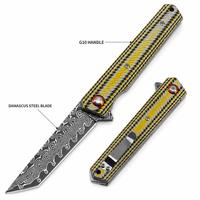 Couteau pliant de poche Damas, manche G10, tactique, pour camping, EDC, chasse, logo personnalisé, OEM
