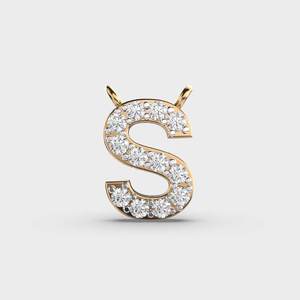 18K Gold Plated Diamond Letter S Pendant Necklace Round Brilliant <b>Initial</b> <b>Chain</b> Unisex Everyday Jewelry - Product Image 1