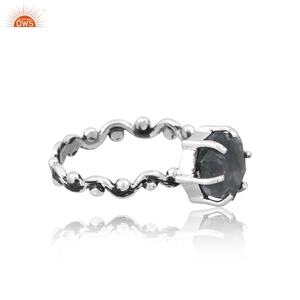 Bague en argent sterling fin 925 Agate verte Moos en forme d'hexagone Twist Band Style Prong Set Bijoux faits à la main - Product Image 4