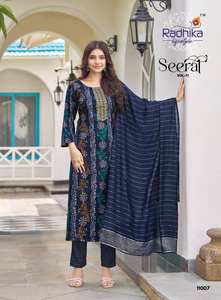 พร้อมพิมพ์ลายฟอยล์เรยอนสำหรับใส่ในงานปาร์ตี้คอลเลกชันเสื้อผ้าอินเดียและปากีสถาน - Product Image 6