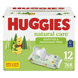 Huggies Natural Care Sensitive Baby Wipes 6 Flip-Top Packs 288 Count Tejido orgánico desechable sin perfume 48 Count (Pack de 6) - Product Image 2