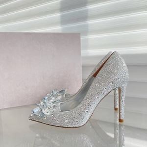 Zapatos de Tacón Alto con Pedrería en Punta, Estilo Cenicienta, Tacones de Aguja de Cristal, Zapatos Sexys para Mujer, Damas de Honor, Novias, Bodas - Product Image 6