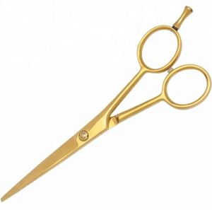 Wholesale 7-Inch Gold Plated Barber <b>Scissors</b> Stainless Steel <b>Hair</b> Cutting Straight <b>Thinning</b> <b>Scissors</b> with Sharp Blade Tip - Product Image 3