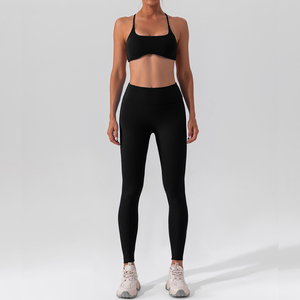 Conjunto de Yoga para Mujer de Alta Calidad con Logotipo Personalizado, Ropa Deportiva para Gimnasio, Leggings de Cintura Alta sin Mangas, Transpirable - Product Image 1