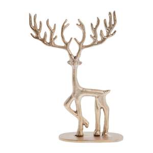 Ensemble de figurines de rennes en métal argenté moderne, sculpture de cerf en aluminium de luxe pour la décoration intérieure, statue de renne minimaliste de Noël - Product Image 5