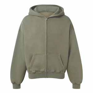 Sweat à capuche zippé en molleton de haute qualité avec logo personnalisé, créez vos propres sweats à capuche en molleton mélangé coton et logo pour homme - Product Image 4