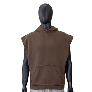 High Quality Streetwear Clothing Tank Top 350g 100% Cotton <b>Sleeveless</b> <b>Hoodies</b> Acid Washed Tank Top for Men DDP Shipping - Product Image 1