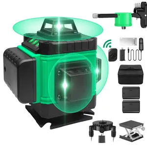 Nivel láser rotativo autonivelante verde 360 4D 16 líneas herramientas de medición de topografía láser de línea cruzada Horizontal y Vertical