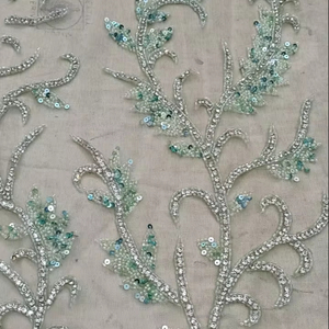 ผ้าลูกปัดโพลีเอสเตอร์100% หรูหราพร้อมเซอร์คอนแฮนด์เมดผู้จัดจำหน่ายเสื้อผ้าอินเดียทำจากผ้าทอและลายตาข่าย - Product Image 1