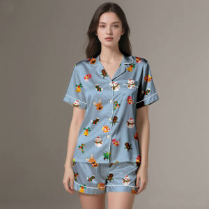 OEM Factory <b>Women's</b> Winter 100% Silk Satin Luxury Breathable Pajamas Lounge Wear - Product Image 2