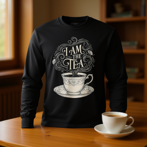 T-shirt a maniche lunghe con citazione divertente ed elegante sul tè: Sono il tè, perfetta per le promozioni - Product Image 3