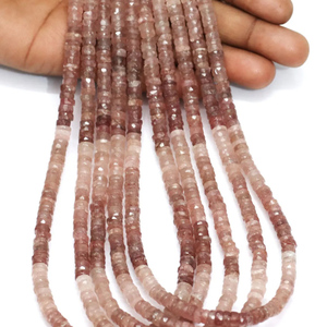 Cuentas Heishi de Alta Calidad con Forma de Neumático Facetado de Fresa, 5-8mm AAA++ Natural Rosa, Corte de Rueda Facetado de Fresa, Venta al por Mayor - Product Image 4
