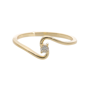 14K Gold Rhodium Plated Minimalist Diamond <b>Ring</b> Unique Wave Design Natural Brilliant Cut Diamond <b>Secure</b> Four-Prong Setting - Product Image 1