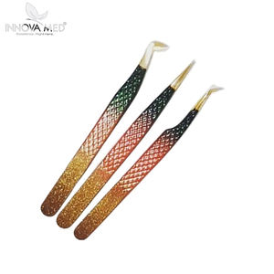 Pinzas para pestañas de acero inoxidable de alta calidad, Mango antideslizante, nueva herramienta de belleza, extensión de pestañas, puntas inclinadas rectas curvas - Product Image 2