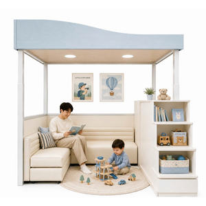 Lit superposé intelligent SH14 avec rangement, bois moderne et MDF, charge statique de 500 kg, pour chambre à coucher ou salon - Product Image 1