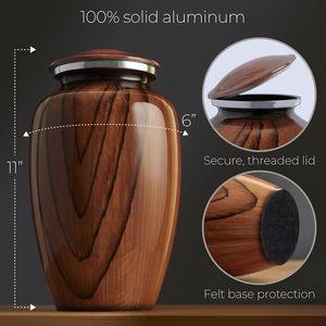 Urnas de aluminio Woodgrain para hombre adulto. Urnas de cremación para cenizas humanas Mujer adulta. Urnas decorativas de madera para cenizas humanas - Product Image 5