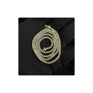 100% 纯可信赖的供应商钻石珠宝链钻石网球链，采用17英寸嘻哈风格的14kt黄金制成