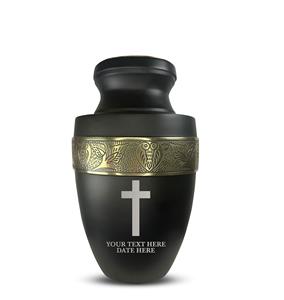 Personalized Human Cremation Urn for Adult Ashes Men Women Aluminum Urn with Name Date Design Black with Silver Rim Custom Size - Product Image 5