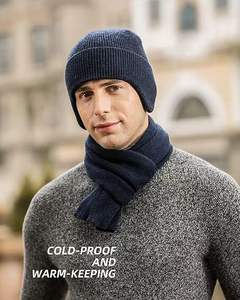 2025 Custom Logo Melange <b>Winter</b> Warm Short Brim <b>Cap</b> 3D Embroidery Design Earflap Beanie - Product Image 6