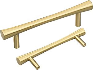 Juego de manijas de latón de tendencia para ventanas de cajones, puertas de armarios y tiradores de armarios, manijas de puerta de latón de diseño moderno de color dorado - Product Image 3