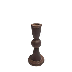 Ensemble de 3 bougeoirs de petite taille en fer et en bois de manguier couleur noyer foncé dessus de table de mariage en bois décoration de la maison - Product Image 1