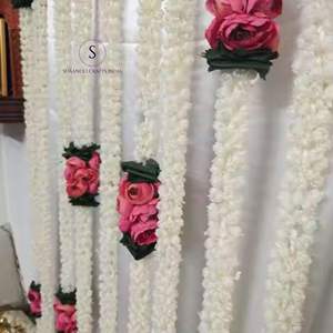 Diseñador Mogra y Red Rose Flower Garlands Telones de fondo para bodas, festivales Ocasiones Hermosos fondos de flores blancas y rojas - Product Image 4