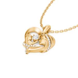 Collier Cœur en Zircon Plaqué Rhodium et Or Jeulia, Chaîne Tendance pour Maman et Bébé - Product Image 3