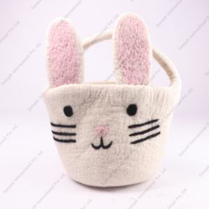 Sac à main en feutre de laine mérinos unisexe avec double bretelles, logo personnalisé et fermeture à glissière en forme de lapin, motif animal unique - Product Image 3