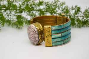 ทำด้วยมือกระดูกโบราณกำไลแท้วินเทจทรงเรขาคณิต - Product Image 3