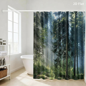 Custom Printed Waterproof Shower Shower <b>Curtain</b> for Bathroom Waterproof Polyester with <b>Hooks</b> - Product Image 1