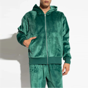 Venta al por mayor de terciopelo de cuello redondo de los hombres Sudadera con capucha de terciopelo con bolsillo frontal sudadera de terciopelo estilo Sudadera con capucha - Product Image 2