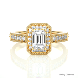 Bague de fiançailles en diamant CVD de taille émeraude de 1.0 ct en or jaune, cadeau d'anniversaire pour elle - Product Image 1