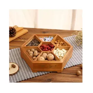 Próximos Modelo 2023 Round Natural Bamboo Snacks Doces Secas Frutas Caixa De Armazenamento com Tampa Acrílica Ao Melhor Preço Alta Qualidade