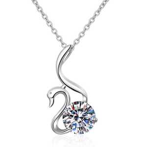 Collier Cygne en Moissanite VVS1, Argent Sterling 925, Pendentif de Luxe pour Femme, Chaîne de Clavicule, Multicolore, Tendance, Fabrication - Product Image 1