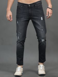 Pantalones vaqueros negros elásticos para hombre, ropa de calle minimalista elegante con flexibilidad mejorada, sólido lavado para invierno/otoño - Product Image 2