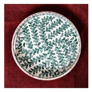 Plateau de service élégant en incrustation d'os avec finition en pierre d'agate - Product Image 1