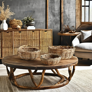 Tazones bajos de ratán Normandy al por mayor de TienPhong | Cuencos decorativos y naturales tejidos a mano, Juego de 3 - Product Image 1