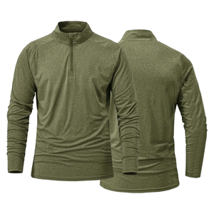 เสื้อวอร์มแขนยาวมีซิปสำหรับผู้ชายเสื้อแบบสวมศีรษะมีซิปสำหรับวิ่งเข้ารูป1/4ในยิมกีฬารัดรูปแบบกำหนดเอง - Product Image 1