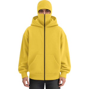 Sweat à capuche en tricot à motif uni avec logo personnalisé pour homme, double capuche, pull à fermeture éclair intégrale, taille plus, anti-rétrécissement - Product Image 3