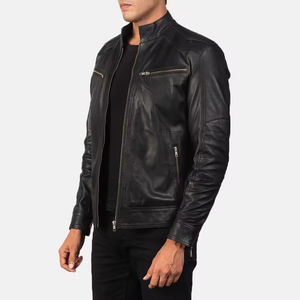 Vente en gros : Nouvelle arrivée - Veste en cuir véritable noir personnalisée, prix imbattable, vêtement d'extérieur tendance - Product Image 6