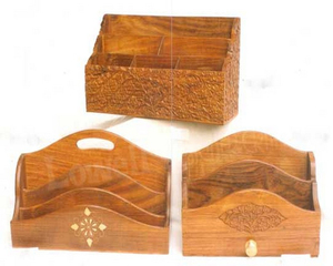 Porte-lettres en bois de teck antique/support organisateur de Style boîte artisanal pour la décoration de la maison artisanat en bois poli - Product Image 1